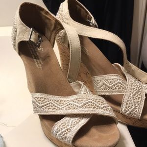 Ivory colored TOMS wedges